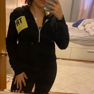 True Religion Cropped Black Quarter-Zip Pullover